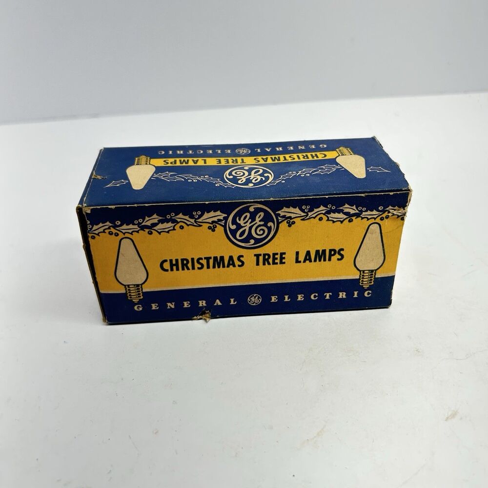 Vintage 1950s GE General Electric C-6 Christmas Tree Light Bulbs & Original Box